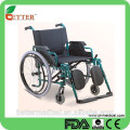 Cadeira de rodas de aço de luxo com função de carrinho de mão